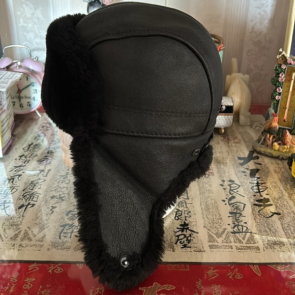 Vintage Ricardo Beverly Hills BH Sheepskin Snap Button Flap Cap Hat Sz S - Picture 2 of 9
